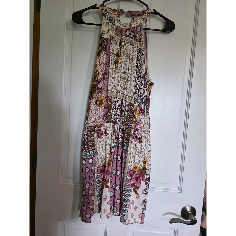 Maurices 24/7 Pink Floral Paisley Patchwork Halter Romper NWT Womens Medium Boho